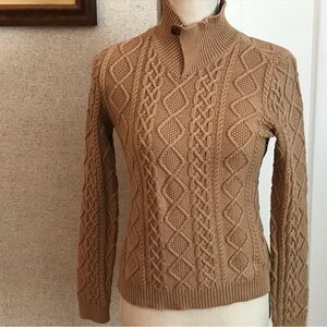 Lauren Ralph Lauren Camel Cable Knit Turtleneck Sweater Size P/P